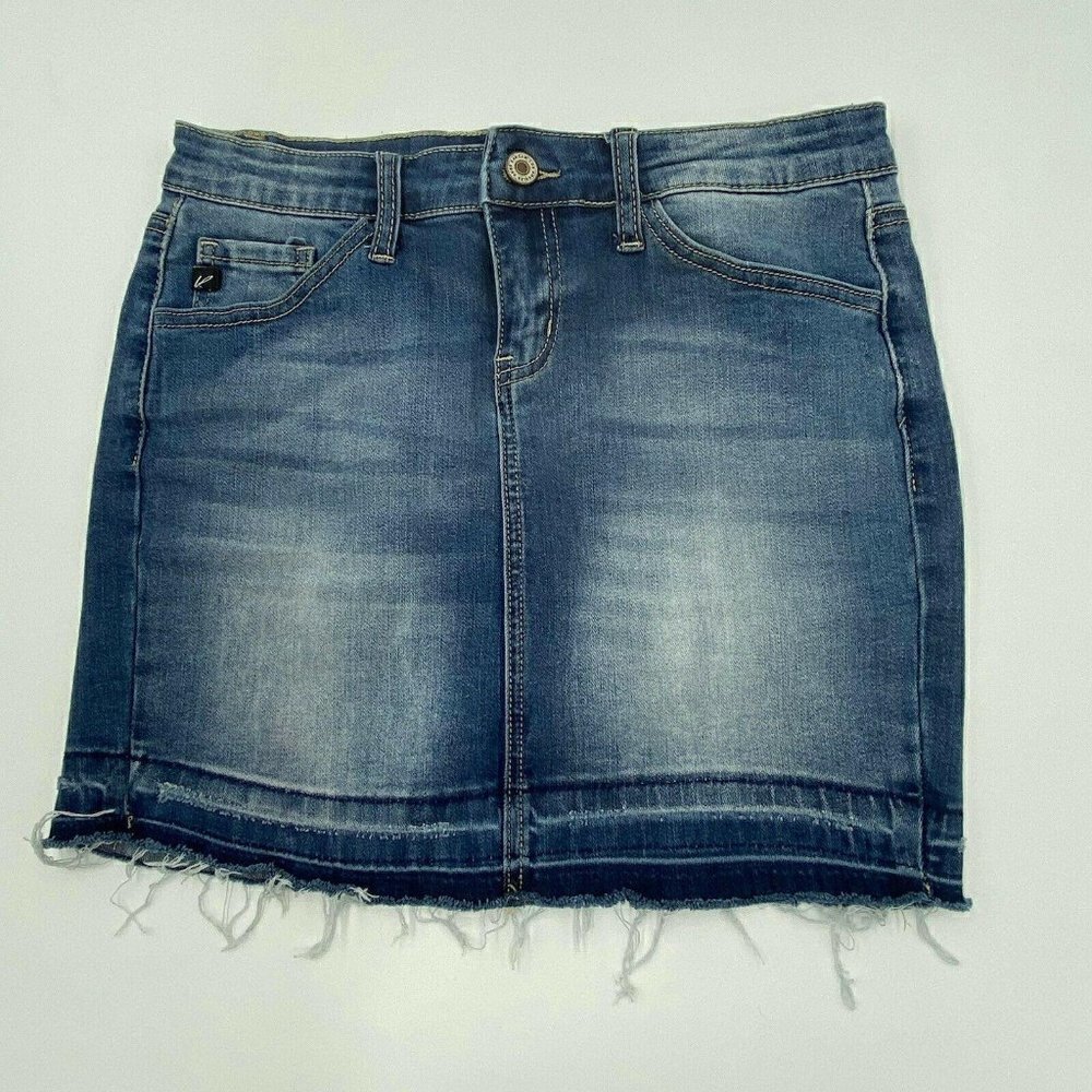 KanCan Denim Skirt Size 3 (25) Released Raw Hem